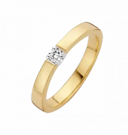 Gouden ring - 14 karaats - Memoire - Briljant - 0.07 ct. - Maat 18
