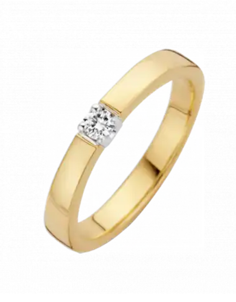 Briljant Gouden ring - 14 karaats - Memoire - Briljant - 0.07 ct. - Maat 18