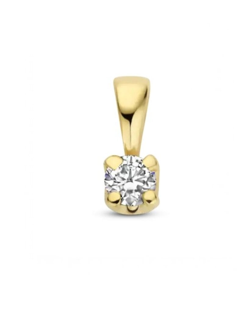 Gouden hanger - 14 karaats - Quattro - Briljant - 0.08 crt