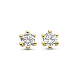 Gouden oorknoppen - 14 karaats - Reale - Briljant - 0.07 crt