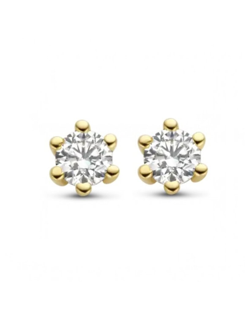 Gouden oorknoppen - 14 karaats - Reale - Briljant - 0.07 crt