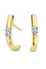 Gouden oorknoppen - 14 karaats - Memoire - Briljant - 0.06 crt