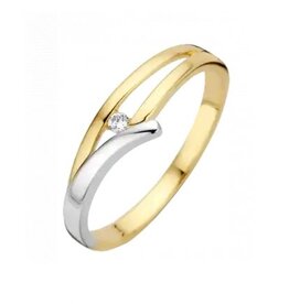 Briljant Gouden ring - 14 karaats - Caro - Briljant - 0.025 ct. - Maat 16.5
