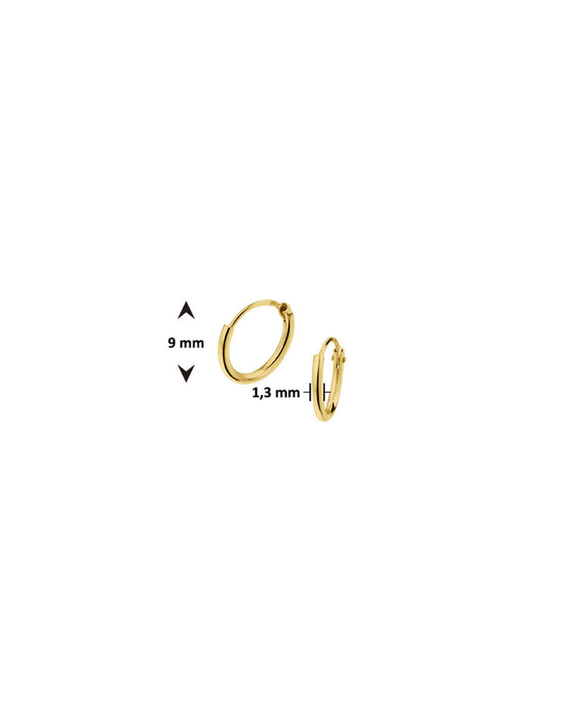 Verguld zilver oorringen -1.3 mm - 9 mm