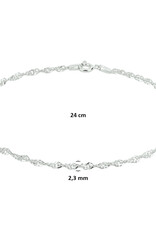 Zilveren enkelbandje - Gerhodineerd - Singapore - 2.25 mm - 24