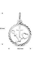 Zilveren hanger - Gerhodineerd - Geloof, hoop en liefde - Gediamanteerd
