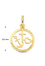 Gouden hanger - 14 karaats - Geloof, hoop en liefde - Gediamanteerd