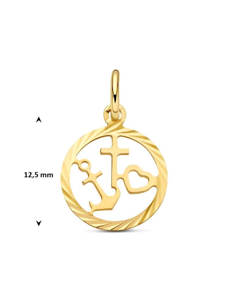 Gouden hanger - 14 karaats - Geloof, hoop en liefde - Gediamanteerd