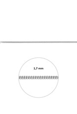 Zilveren lengtecollier - Gerhodineerd - Gourmet - 1.7 mm