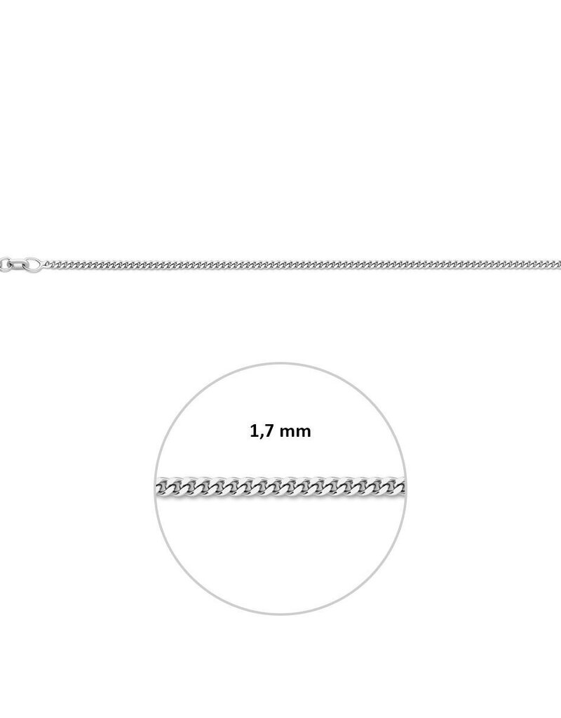 Zilveren lengtecollier - Gerhodineerd - Gourmet - 1.7 mm