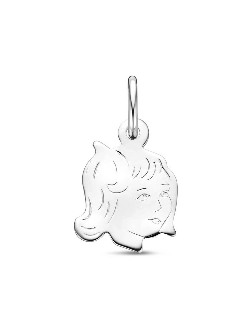 Zilveren kinderkopje - Meisje - 14 x 10 mm