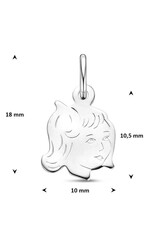 Zilveren kinderkopje - Meisje - 14 x 10 mm