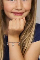 Zilveren bedelarmband - Gerhodineerd - Hartje, Vlinder - Dolfijn - 15 cm