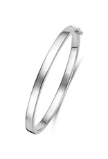 Zilveren bangle - Gerhodineerd - Vlakke buis - Scharnier - 5 mm - 60 mm
