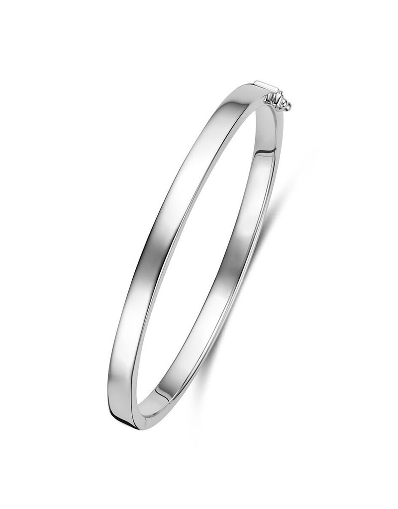 Zilveren bangle - Gerhodineerd - Vlakke buis - Scharnier - 5 mm - 60 mm