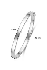 Zilveren bangle - Gerhodineerd - Vlakke buis - Scharnier - 5 mm - 60 mm