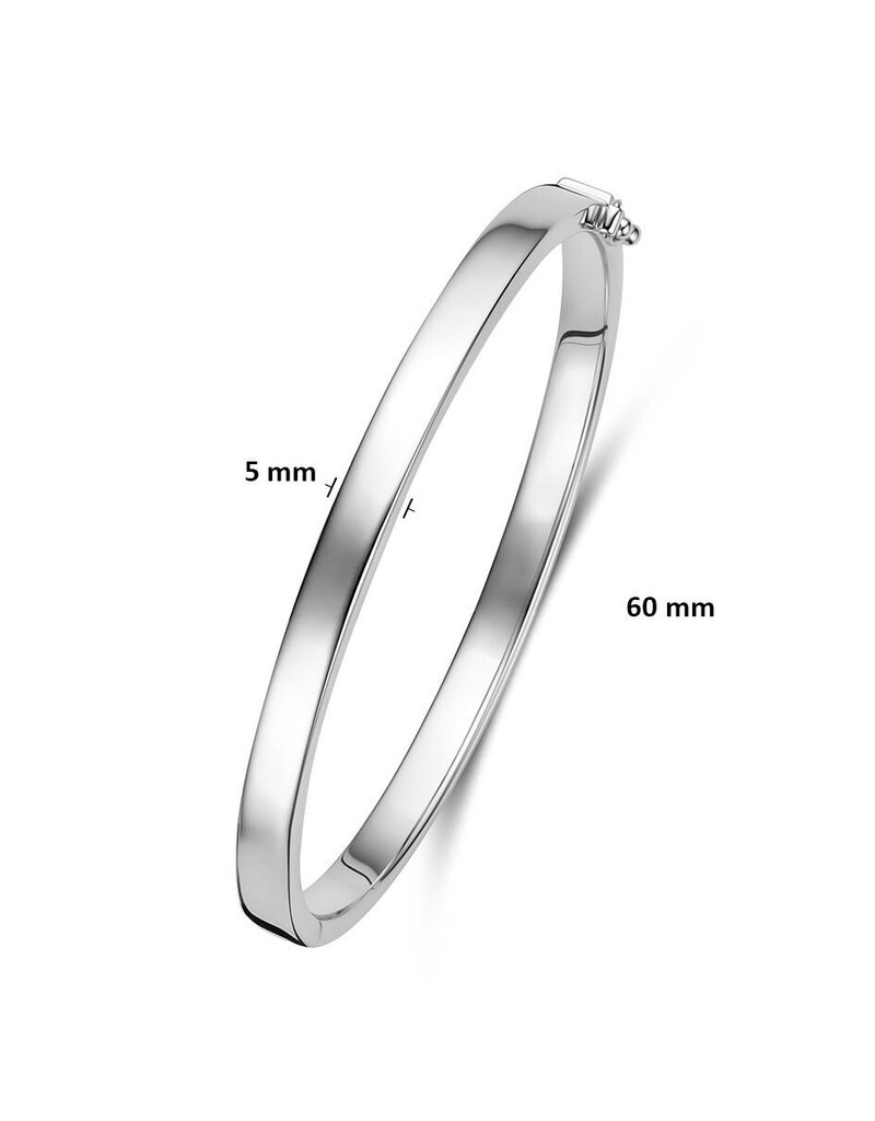 Zilveren bangle - Gerhodineerd - Vlakke buis - Scharnier - 5 mm - 60 mm