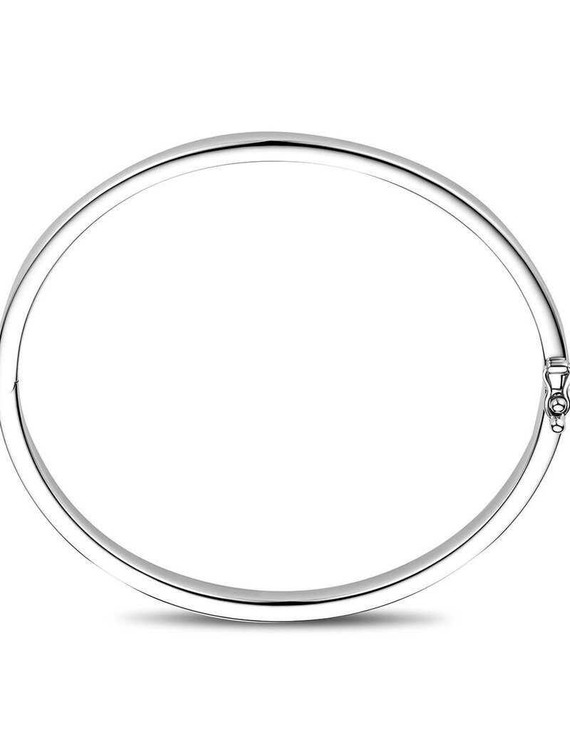Zilveren bangle - Gerhodineerd - Vlakke buis - Scharnier - 5 mm - 60 mm