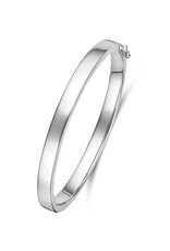 Zilveren bangle - Gerhodineerd - Vlakke buis - Scharnier - 6 mm - 60 mm