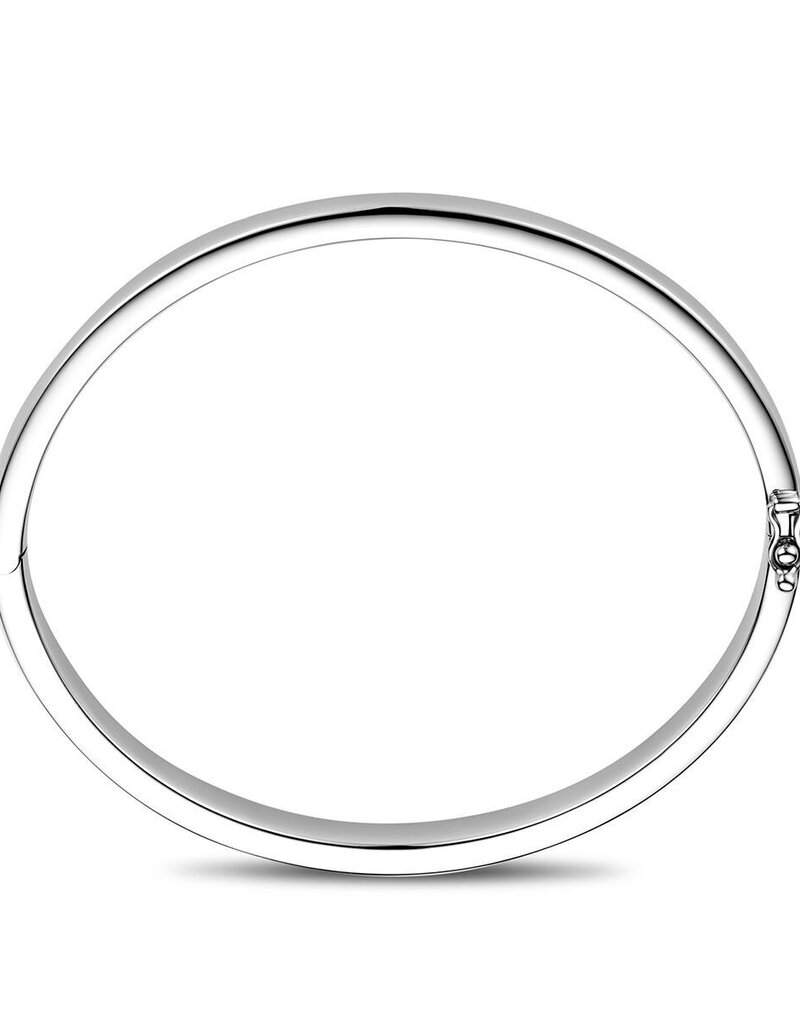 Zilveren bangle - Gerhodineerd - Vlakke buis - Scharnier - 6 mm - 60 mm