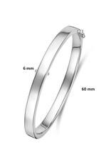 Zilveren bangle - Gerhodineerd - Vlakke buis - Scharnier - 6 mm - 60 mm
