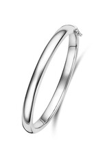 Zilveren bangle - Gerhodineerd - Bolle buis - Scharnier - 6 mm - 60 mm