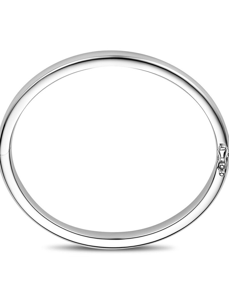 Zilveren bangle - Gerhodineerd - Bolle buis - Scharnier - 6 mm - 60 mm