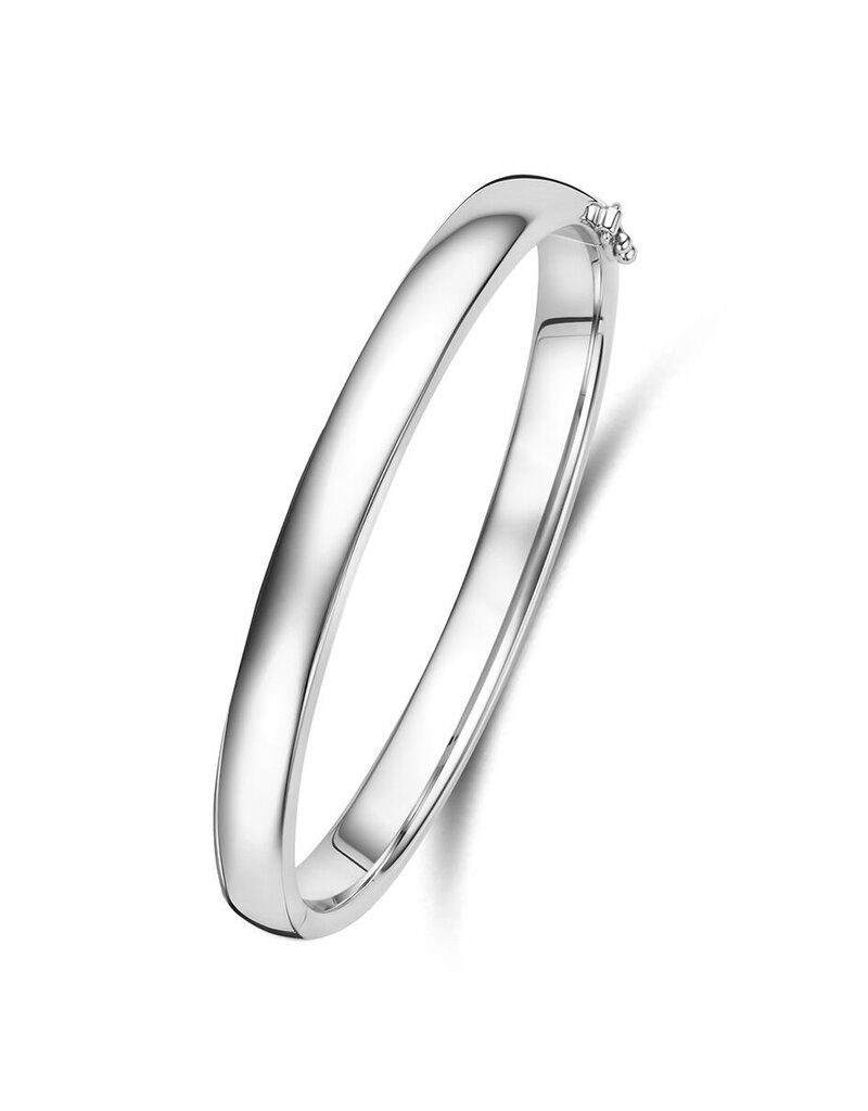 Zilveren bangle - Gerhodineerd - Bolle buis - Scharnier - 7 mm - 60 mm