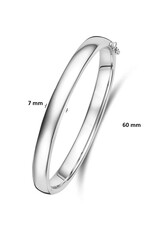 Zilveren bangle - Gerhodineerd - Bolle buis - Scharnier - 7 mm - 60 mm