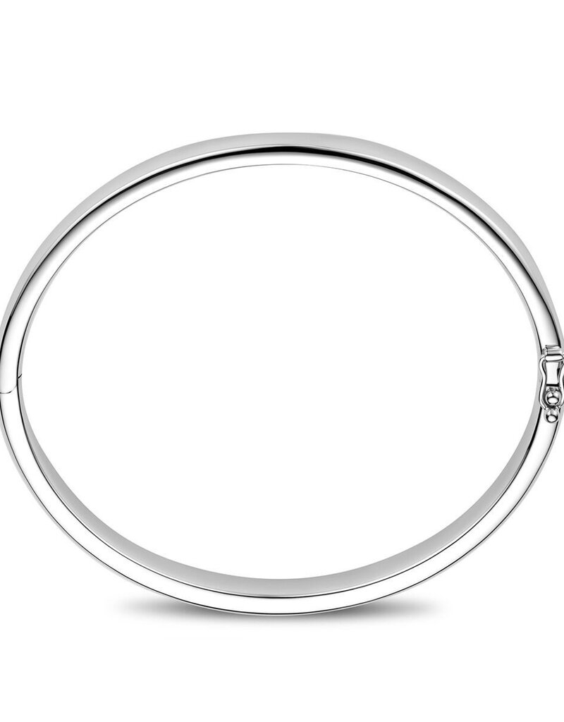 Zilveren bangle - Gerhodineerd - Bolle buis - Scharnier - 7 mm - 60 mm
