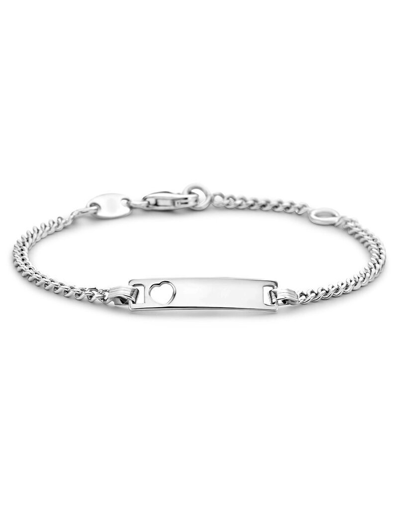Zilveren graveerarmband - Gerhodineerd - Gourmet - Hartje - 11-13 cm