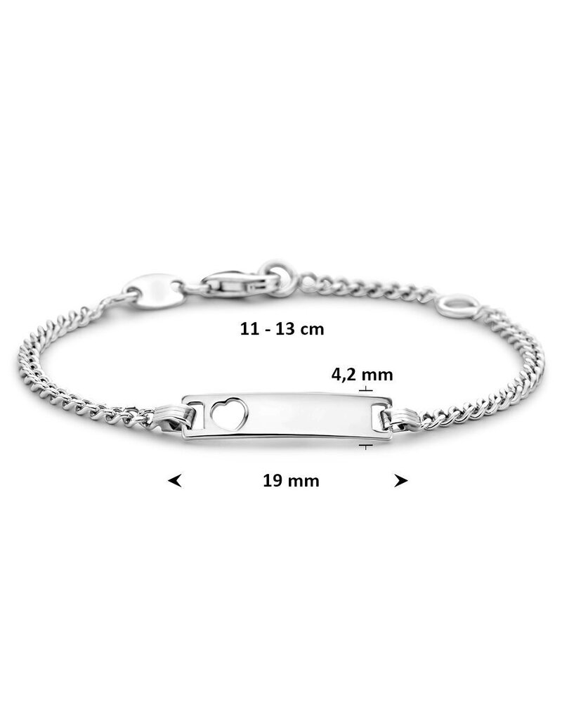Zilveren graveerarmband - Gerhodineerd - Gourmet - Hartje - 11-13 cm