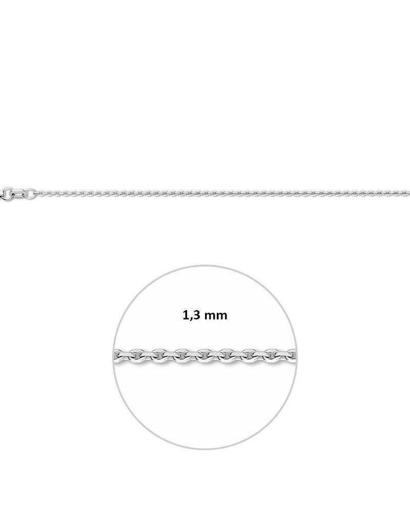 Zilveren lengtecollier - Anker gediamanteerd - 1,3 mm