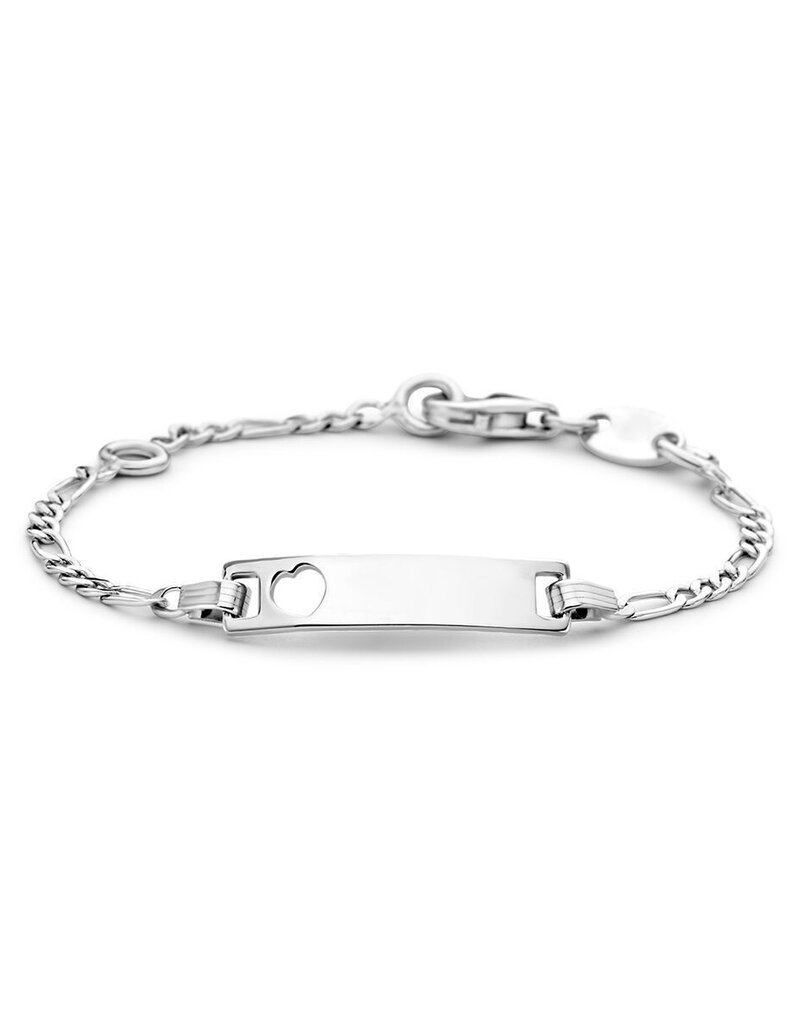 Zilveren graveerarmband - Gerhodineerd - Figaro - Hartje - 9-11 cm