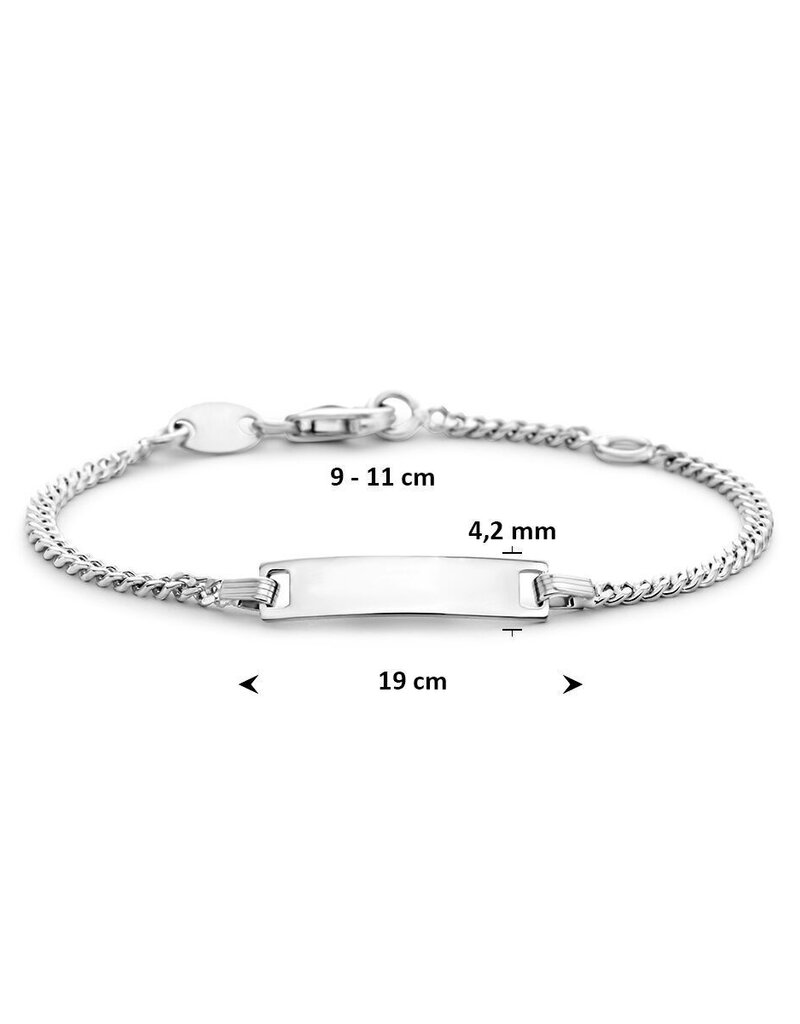 Zilveren graveerarmband - Gerhodineerd - Gourmet plaat - 4,2 mm - 9-11 cm