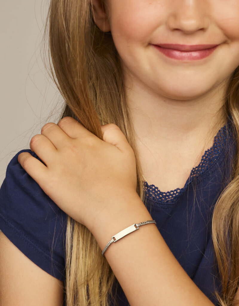 Zilveren graveerarmband - Gerhodineerd - Gourmet plaat - 4,2 mm - 9-11 cm