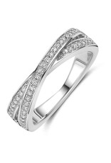 Zilveren ring - Gerhodineerd - Zirkonia - Maat 17.75