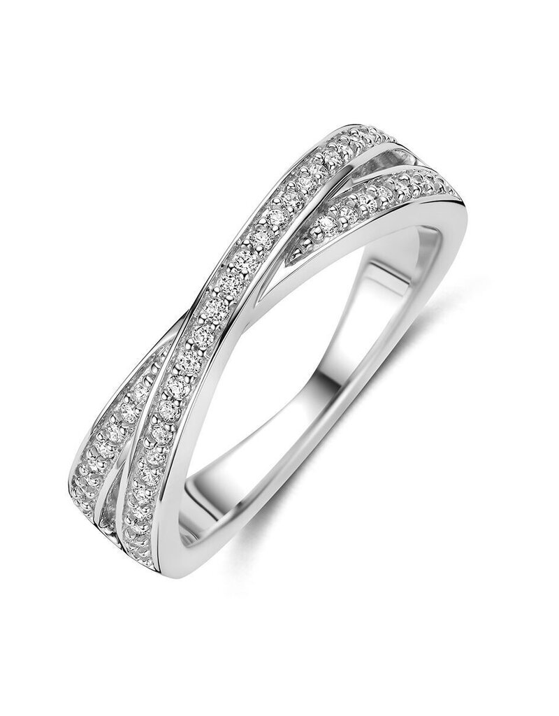 Zilveren ring - Gerhodineerd - Zirkonia - Maat 17.75