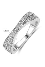 Zilveren ring - Gerhodineerd - Zirkonia - Maat 17.75