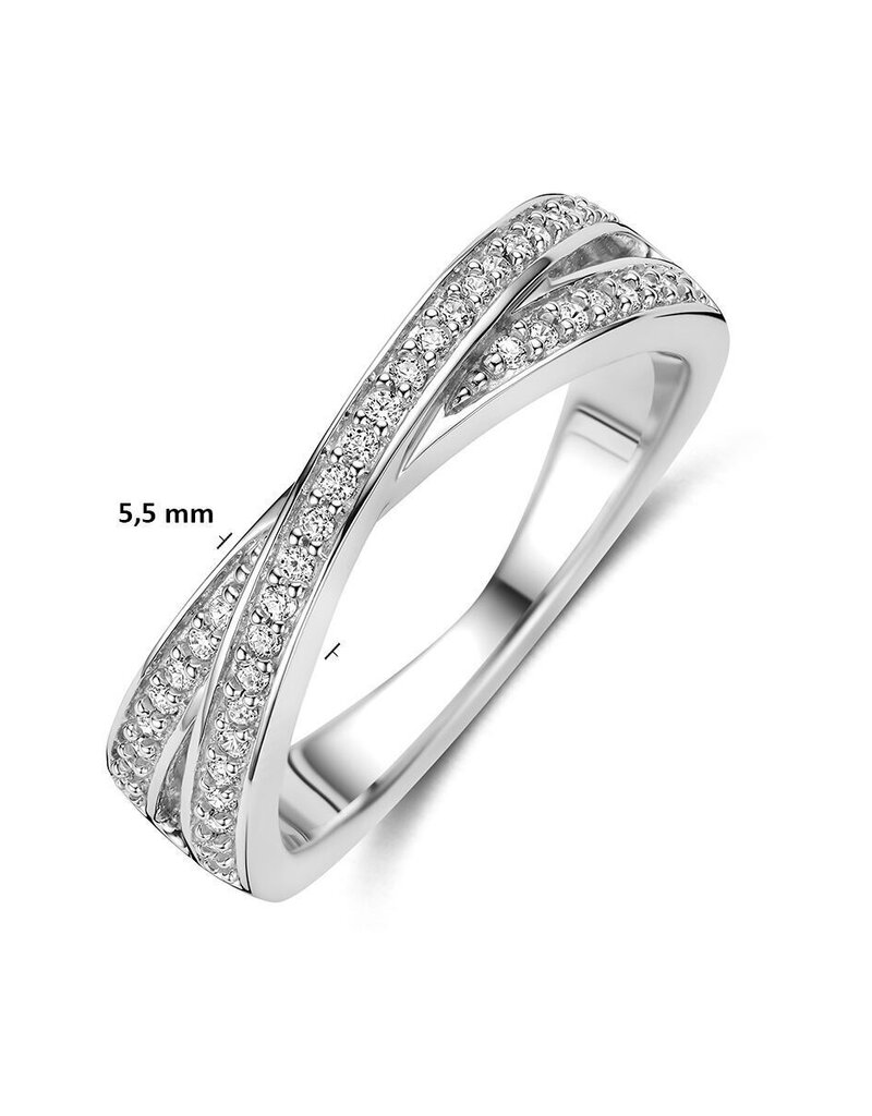 Zilveren ring - Gerhodineerd - Zirkonia - Maat 17.75