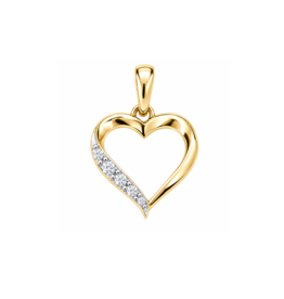 Bernstein Gouden hanger - 14 karaats - Hartje - Briljant - 0.05 crt