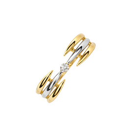 Bernstein Gouden ring - 14 karaats - Bicolor - Briljant - 0.06 crt - Maat 19