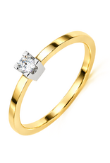 Gouden ring - 14 karaats - Solitair - Briljant - 0.055 crt - Maat 17.5