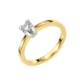 Gouden ring - 14 karaats - Briljant - 0.20 crt - Maat 17.5