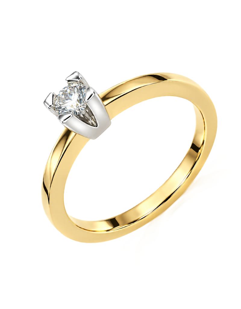 Gouden ring - 14 karaats - Briljant - 0.20 crt - Maat 17.5