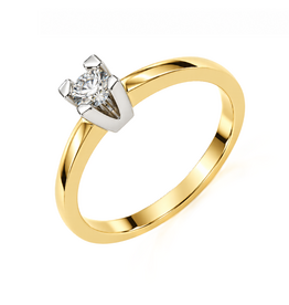 Gouden ring - 14 karaats - Briljant - 0.15 crt - Maat 17.5