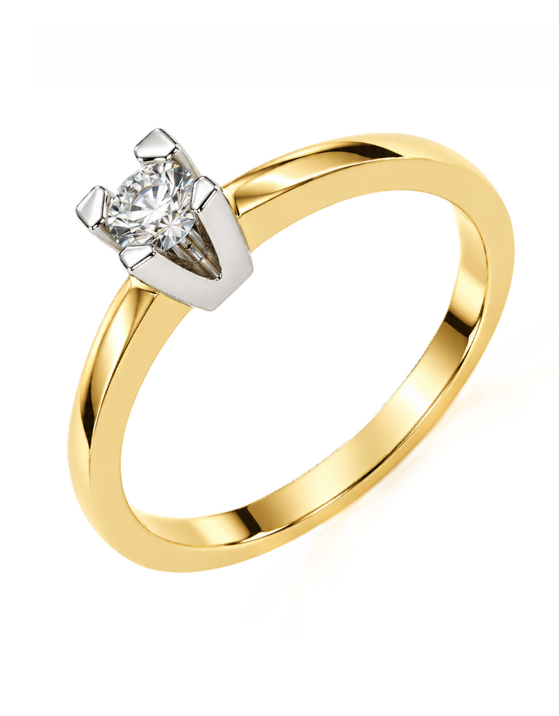 Gouden ring - 14 karaats - Briljant - 0.15 crt - Maat 17.5