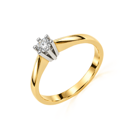 Gouden ring - 14 karaats - Briljant - 0.15 crt - Maat 17.5