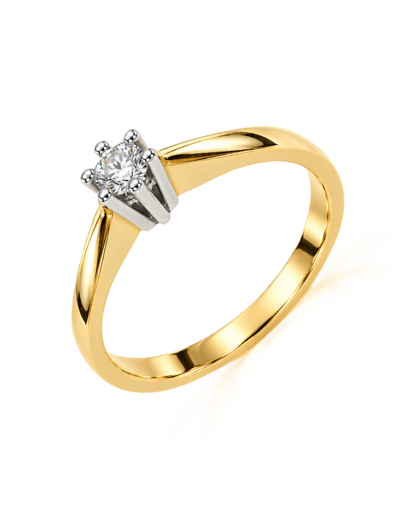 Gouden ring - 14 karaats - Briljant - 0.15 crt - Maat 17.5
