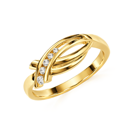 Bernstein Gouden ring - 14 karaats - Briljant - 0.06 crt - Maat 17